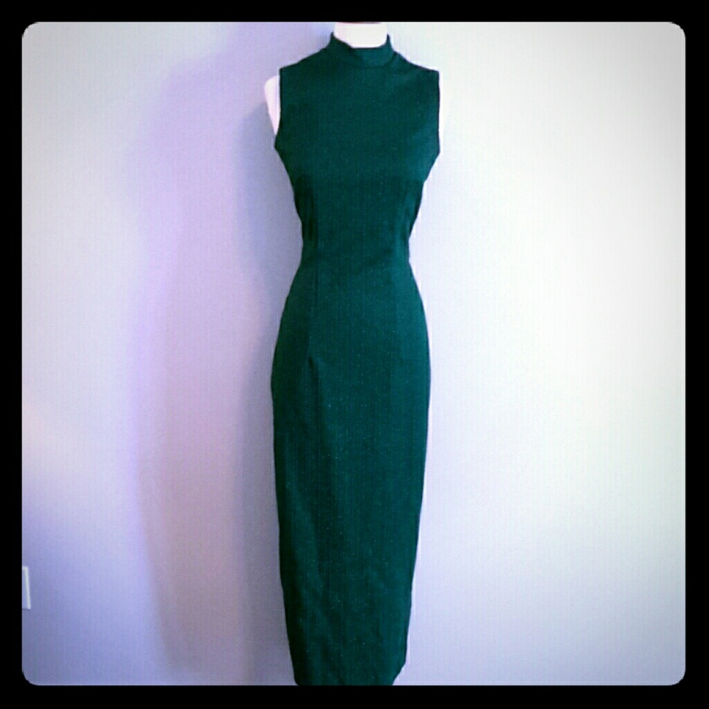 Vntg? Metallic green ankle dress
